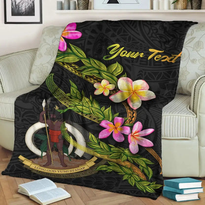 Vanuatu Polynesian Custom Personalised Blanket - Plumeria Tribal