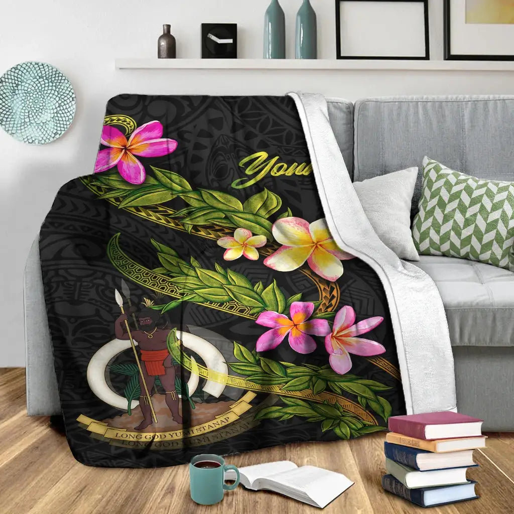 Vanuatu Polynesian Custom Personalised Blanket - Plumeria Tribal