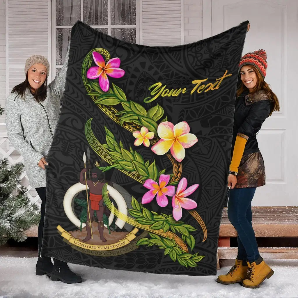Vanuatu Polynesian Custom Personalised Blanket - Plumeria Tribal