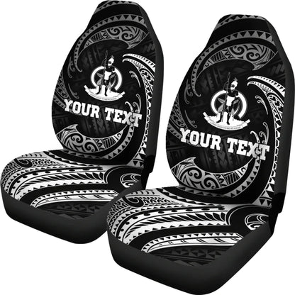 Vanuatu Polynesian Custom Personalised Car Seat Covers - White Tribal Wave