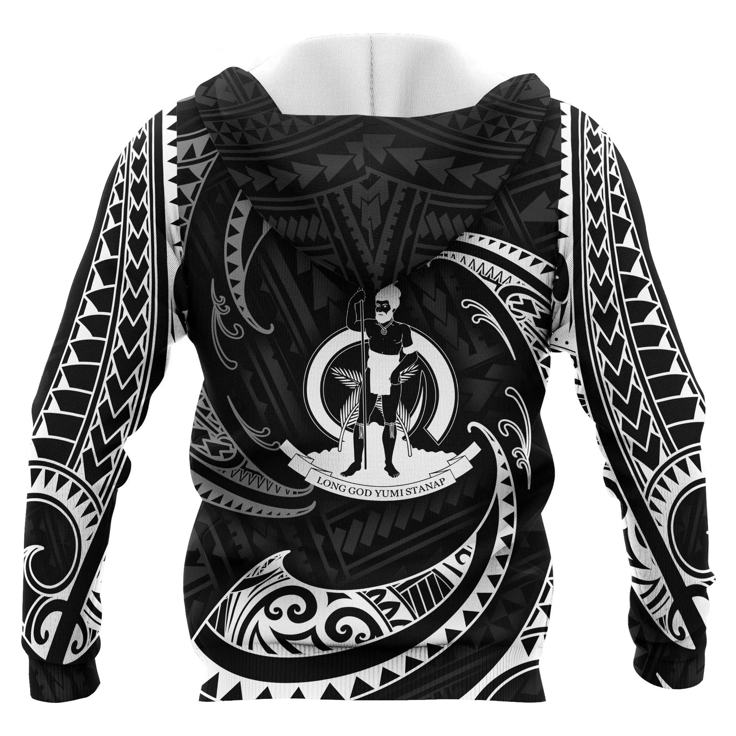 Vanuatu Polynesian Custom Personalised Hoodie - White Tribal Wave