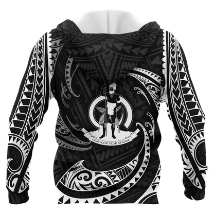 Vanuatu Polynesian Custom Personalised Hoodie - White Tribal Wave