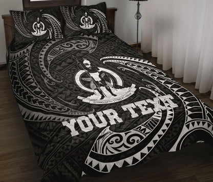 Vanuatu Polynesian Custom Personalised Quilt Bed Set - White Tribal Wave