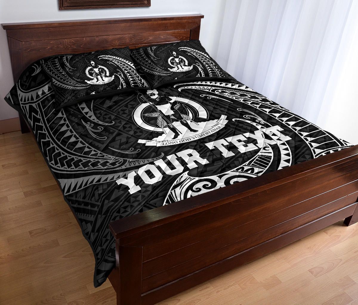 Vanuatu Polynesian Custom Personalised Quilt Bed Set - White Tribal Wave