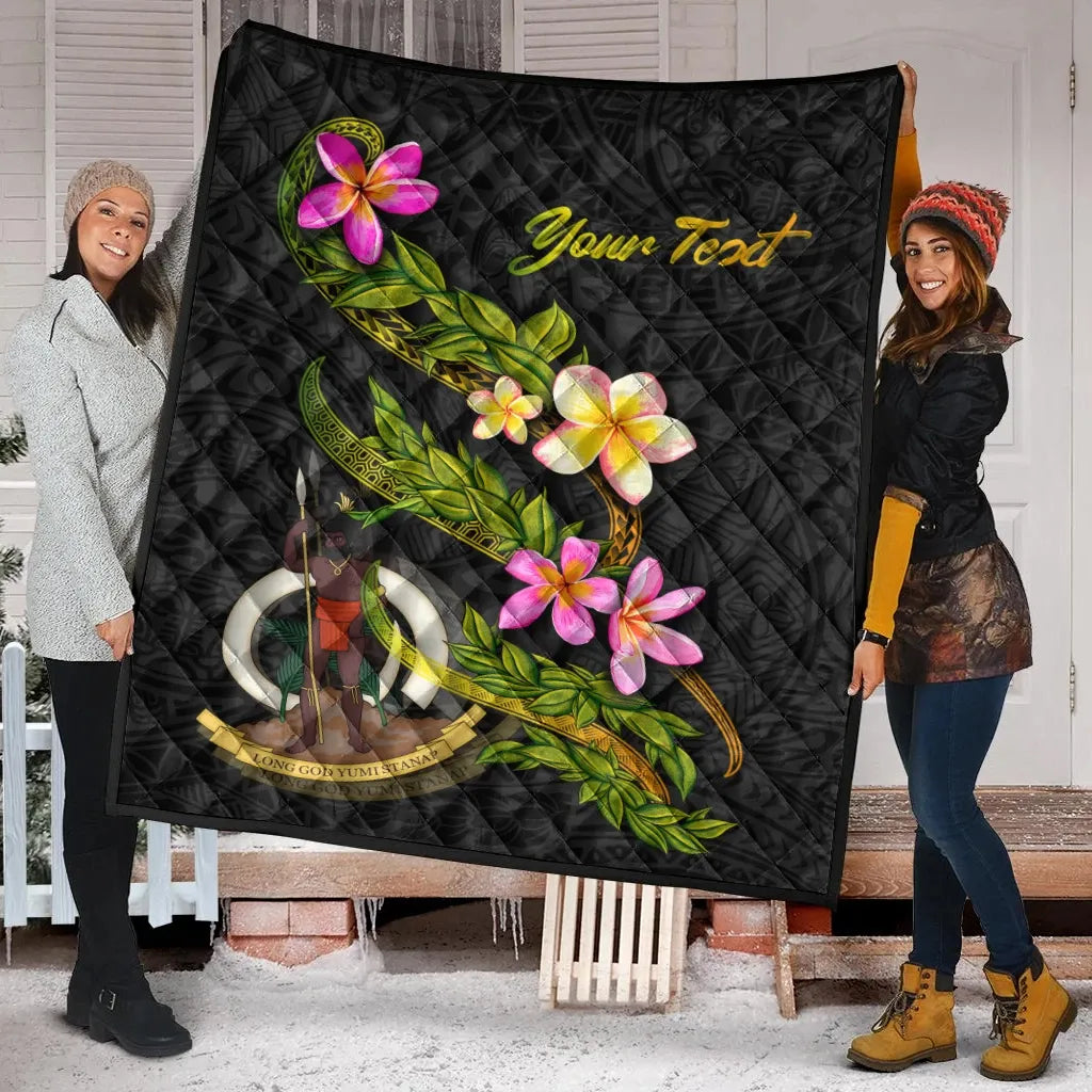 Vanuatu Polynesian Custom Personalised Quilt - Plumeria Tribal