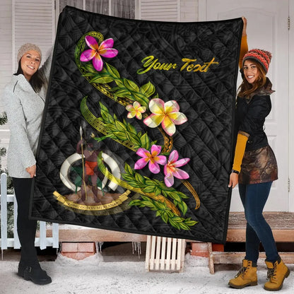 Vanuatu Polynesian Custom Personalised Quilt - Plumeria Tribal