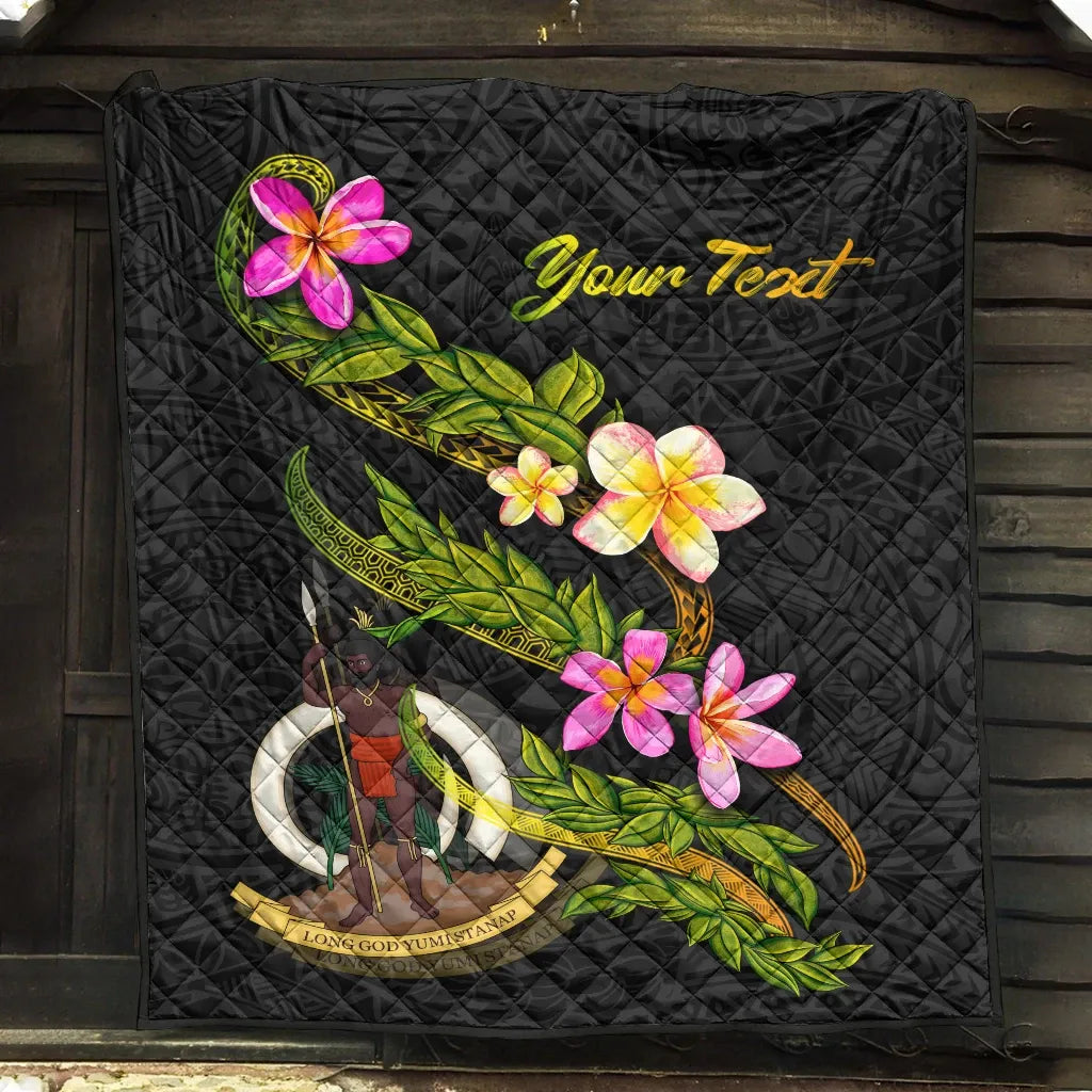 Vanuatu Polynesian Custom Personalised Quilt - Plumeria Tribal