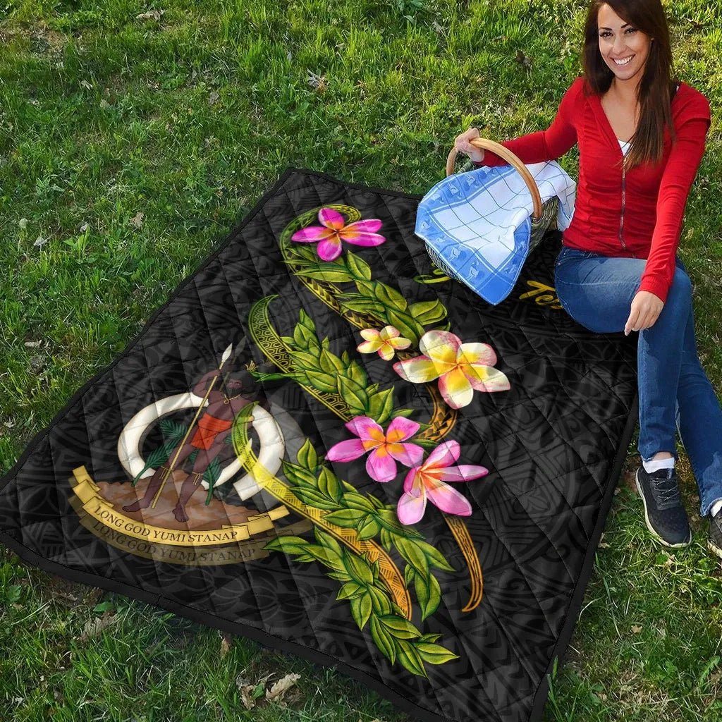 Vanuatu Polynesian Custom Personalised Quilt - Plumeria Tribal