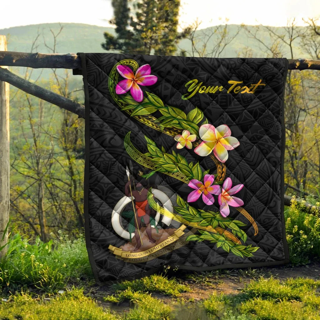 Vanuatu Polynesian Custom Personalised Quilt - Plumeria Tribal