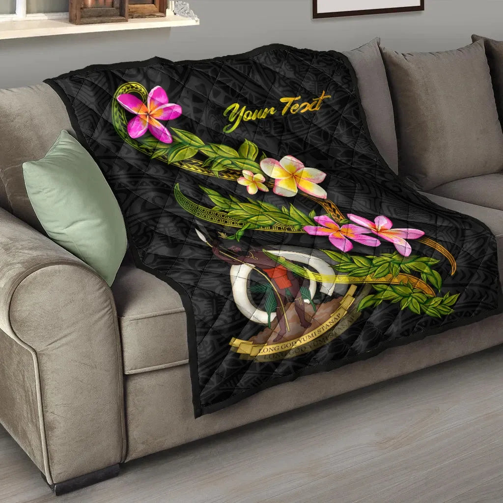 Vanuatu Polynesian Custom Personalised Quilt - Plumeria Tribal