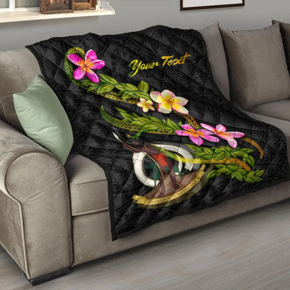 Vanuatu Polynesian Custom Personalised Quilt - Plumeria Tribal