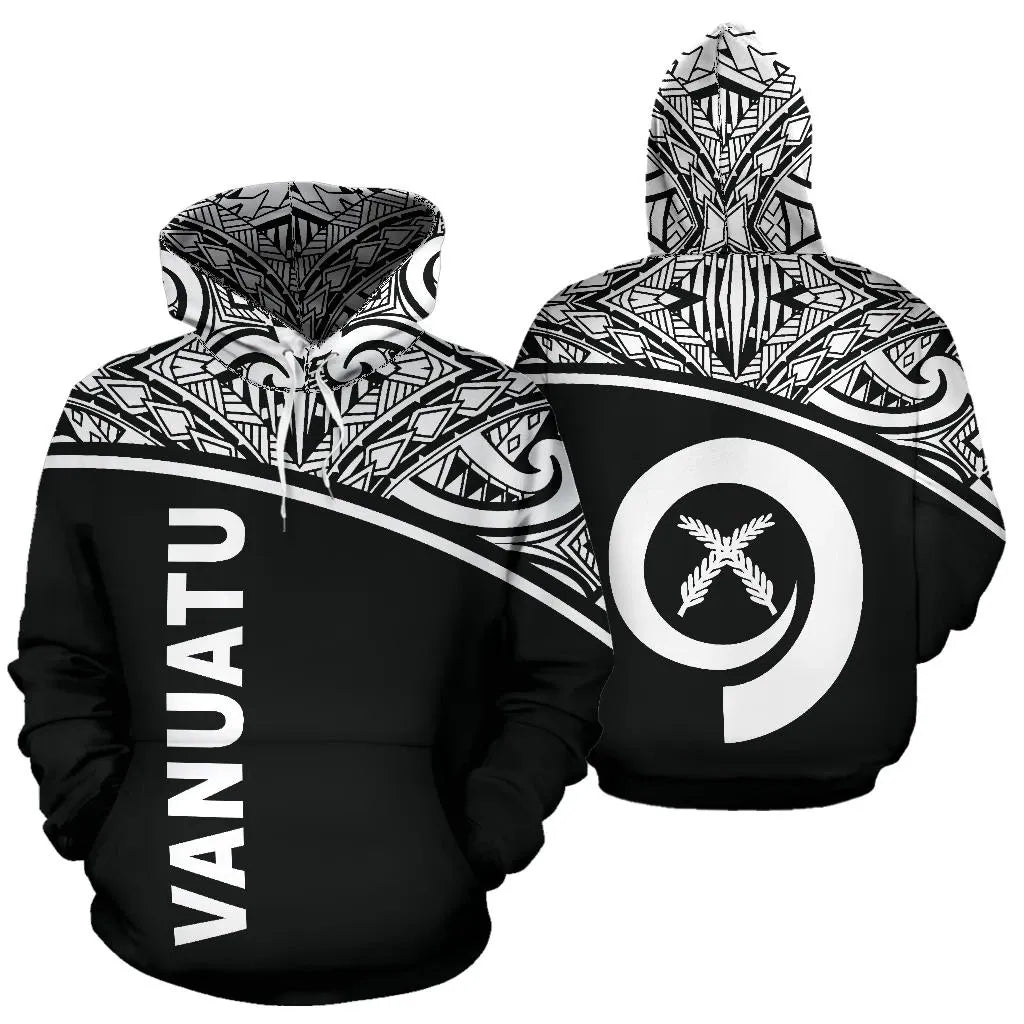 Vanuatu Polynesian Hoodie - Black Curve