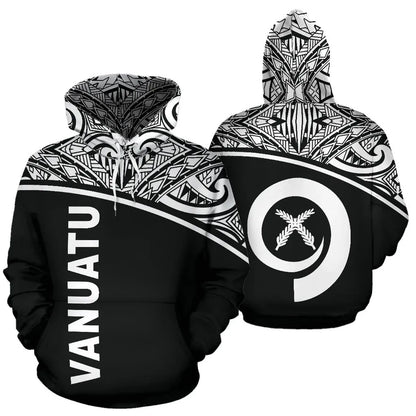 Vanuatu Polynesian Hoodie - Black Curve