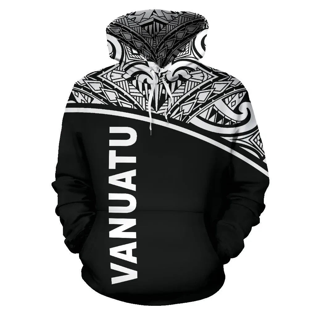 Vanuatu Polynesian Hoodie - Black Curve