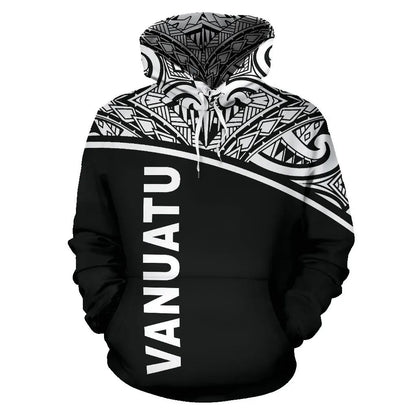 Vanuatu Polynesian Hoodie - Black Curve