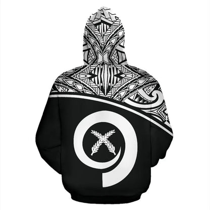 Vanuatu Polynesian Hoodie - Black Curve