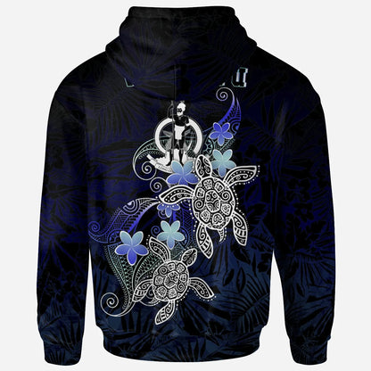 Vanuatu Polynesian Hoodie - Blue Turtle Couple