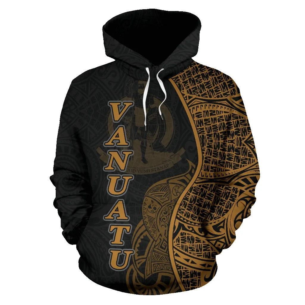 Vanuatu Polynesian Hoodie Coconut Tree Gold
