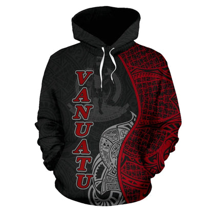 Vanuatu Polynesian Hoodie Coconut Tree Red