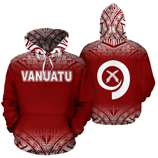 Vanuatu Polynesian Hoodie - Red Fog