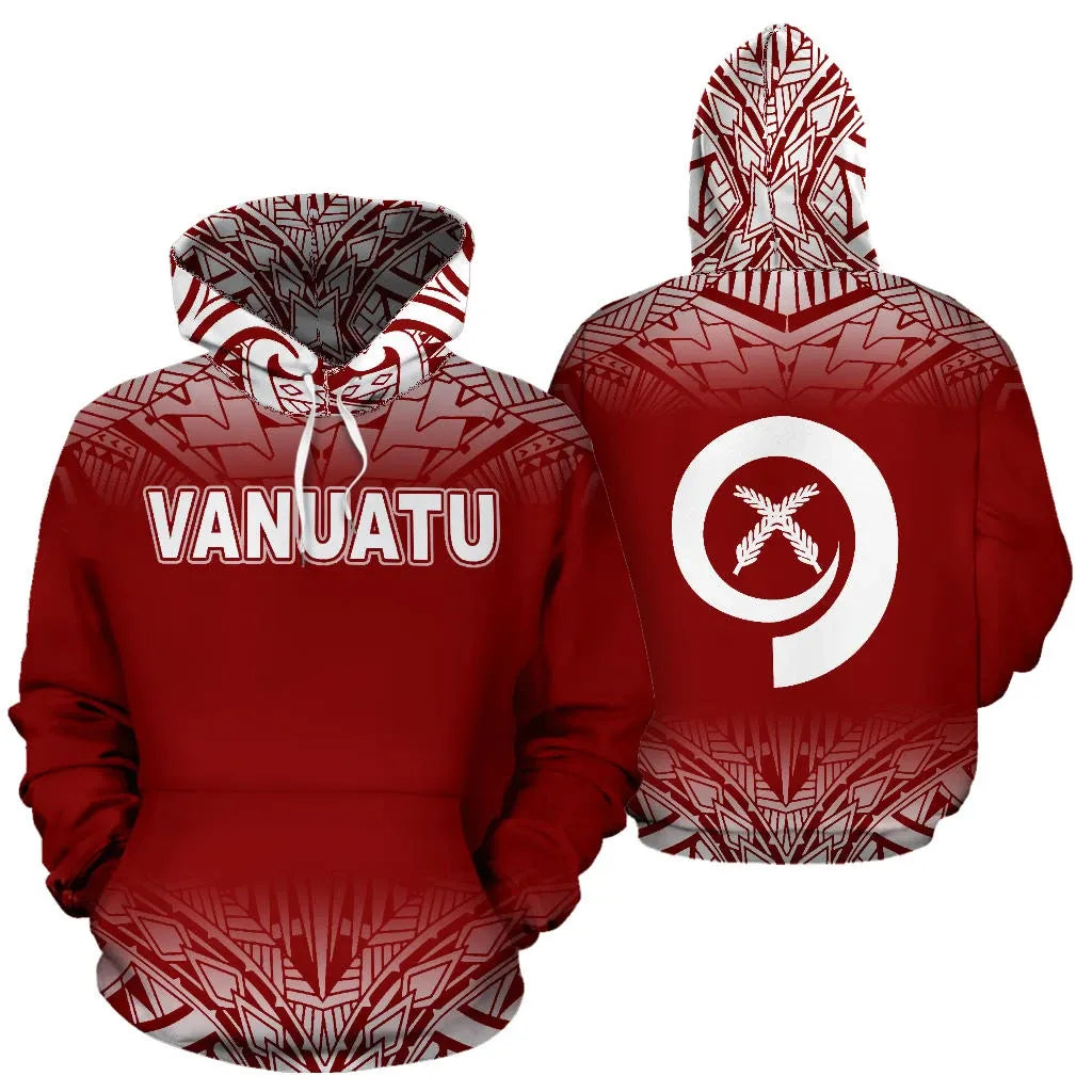 Vanuatu Polynesian Hoodie - Red Fog