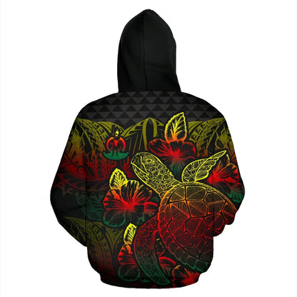 Vanuatu Polynesian Hoodie Turtle Hibiscus Reggae