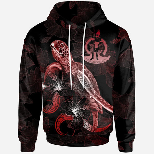 Vanuatu Polynesian Hoodie - Turtle With Blooming Hibiscus Red