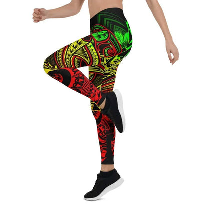 Vanuatu Polynesian Legging  - Reggae Shark Polynesian Tattoo