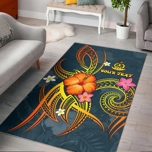 Vanuatu Polynesian Personalised Area Rug - Legend of Vanuatu (Blue)