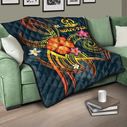 Vanuatu Polynesian Personalised Premium Quilt - Legend of Vanuatu (Blue)