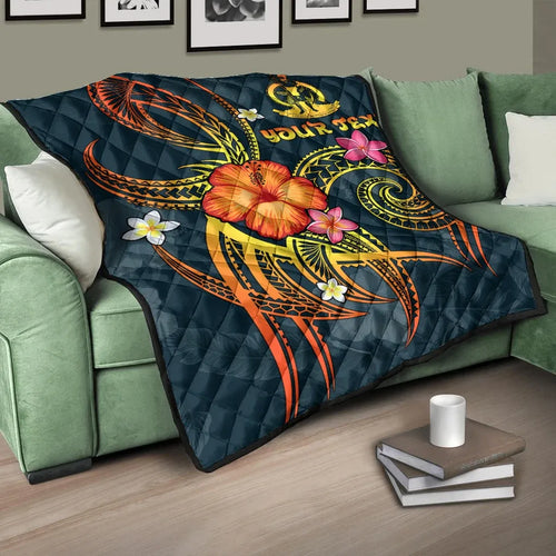 Vanuatu Polynesian Personalised Premium Quilt - Legend of Vanuatu (Blue)