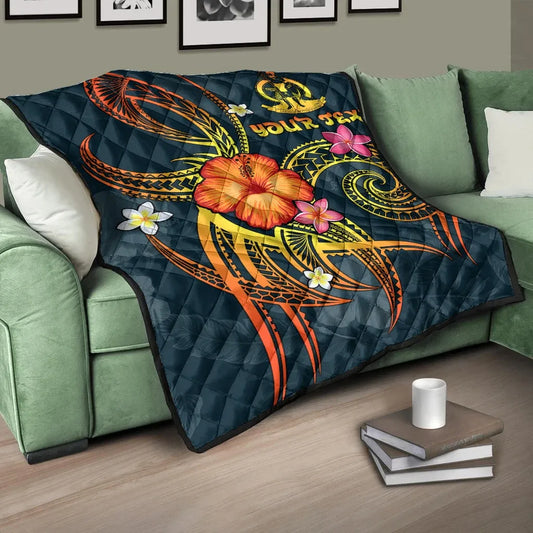 Vanuatu Polynesian Personalised Premium Quilt - Legend of Vanuatu (Blue)