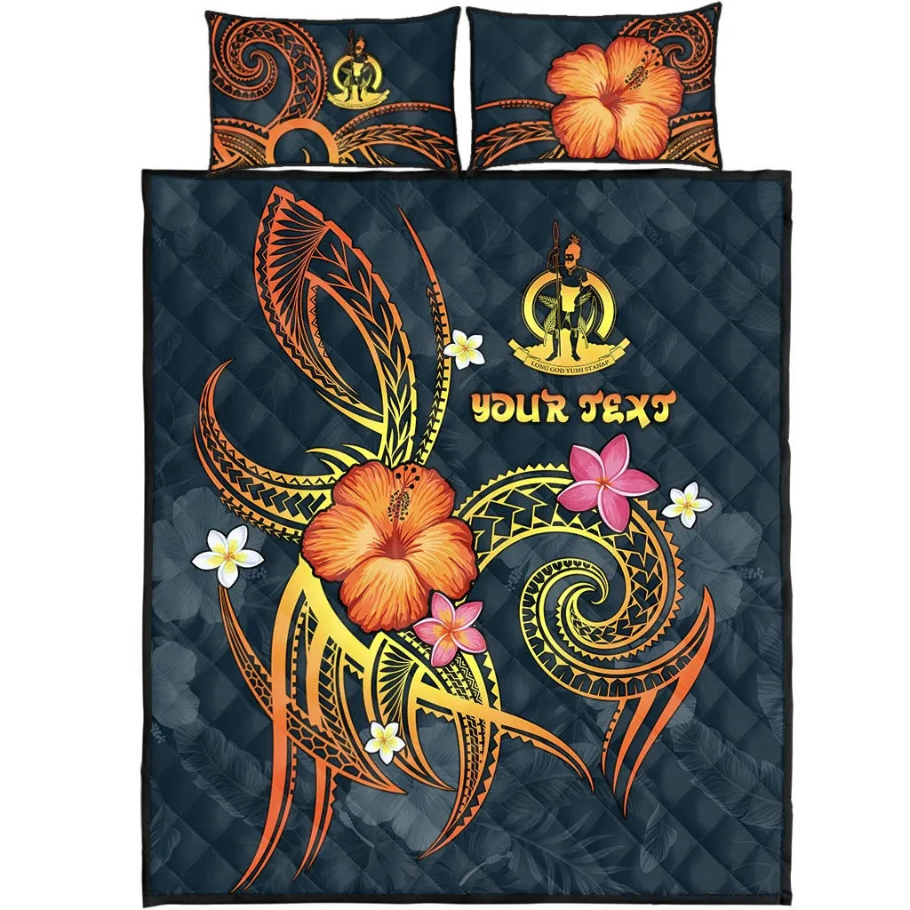 Vanuatu Polynesian Personalised Quilt Bed Set - Legend of Vanuatu (Blue)