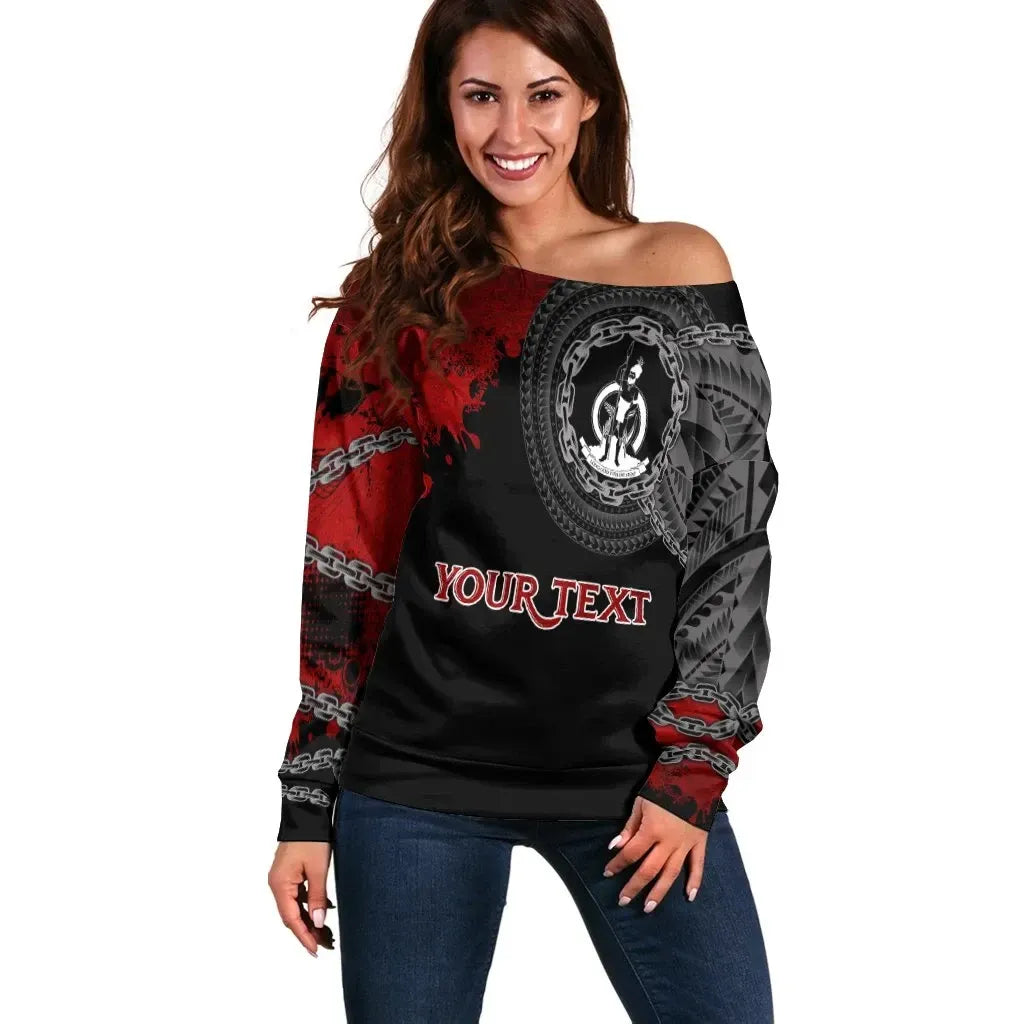 Vanuatu Polynesian Personalised Women Off Shoulder Sweater - Polynesian Chain Style
