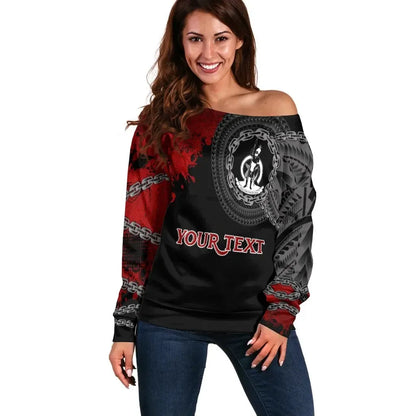 Vanuatu Polynesian Personalised Women Off Shoulder Sweater - Polynesian Chain Style