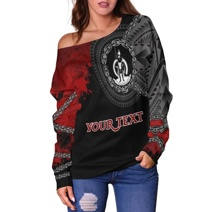 Vanuatu Polynesian Personalised Women Off Shoulder Sweater - Polynesian Chain Style