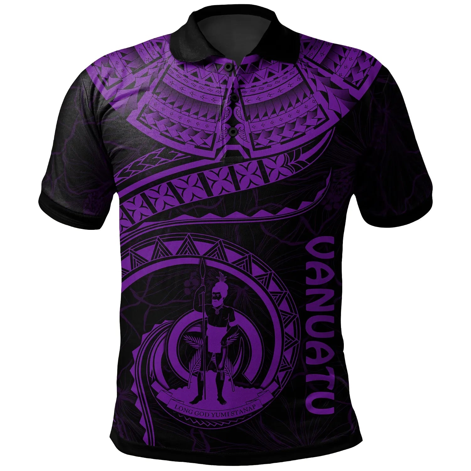 Vanuatu Polynesian Polo Shirt - Vanuatu Waves (Purple)