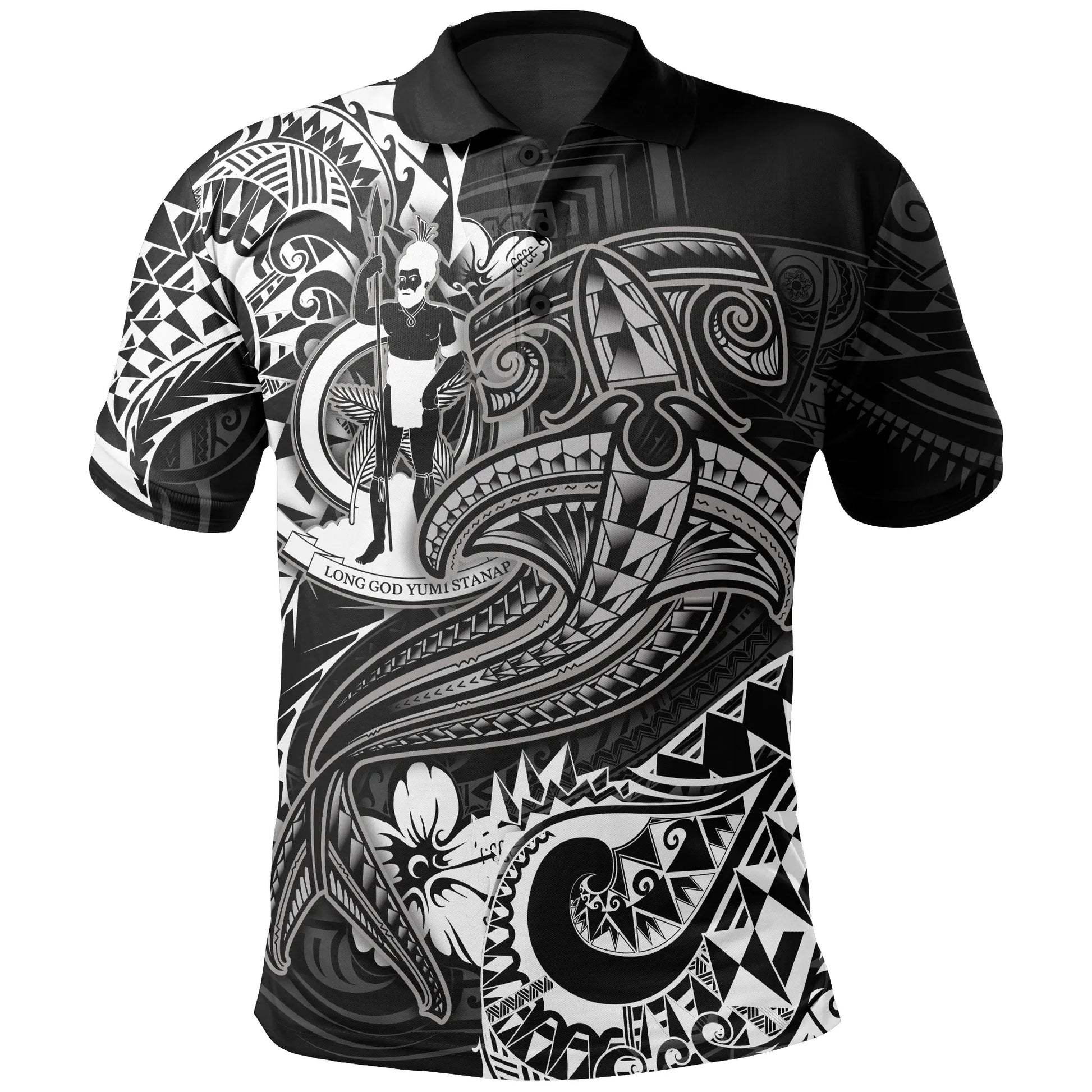 Vanuatu Polynesian Polo Shirt  -White Shark Polynesian Tattoo