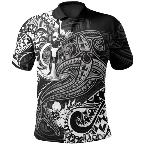 Vanuatu Polynesian Polo Shirt  -White Shark Polynesian Tattoo