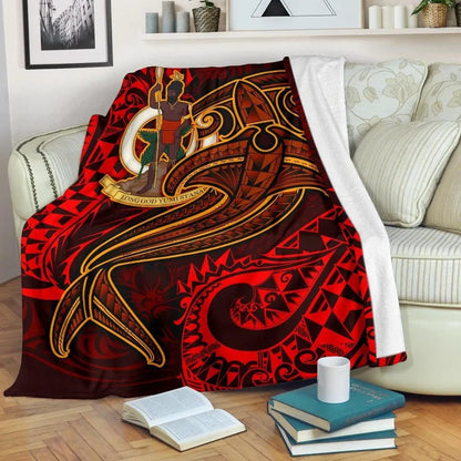 Vanuatu Polynesian Premium Blanket  - Red Shark Polynesian Tattoo