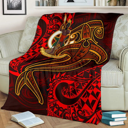 Vanuatu Polynesian Premium Blanket  - Red Shark Polynesian Tattoo