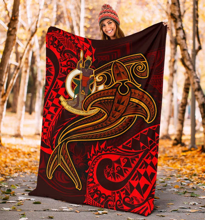 Vanuatu Polynesian Premium Blanket  - Red Shark Polynesian Tattoo