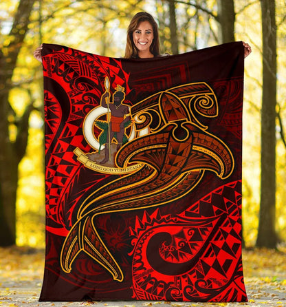 Vanuatu Polynesian Premium Blanket  - Red Shark Polynesian Tattoo