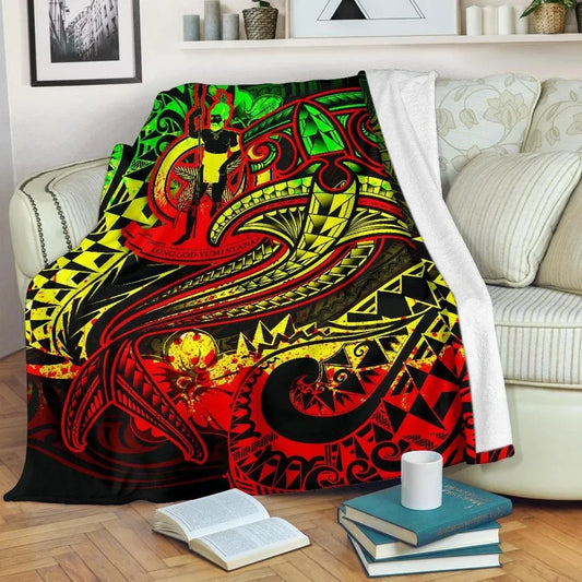 Vanuatu Polynesian Premium Blanket  - Reggae Shark Polynesian Tattoo