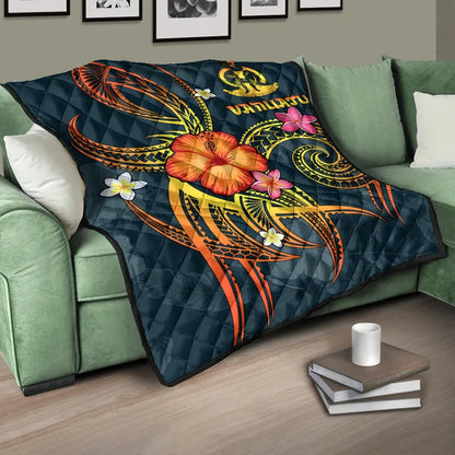 Vanuatu Polynesian Premium Quilt - Legend of Vanuatu (Blue)