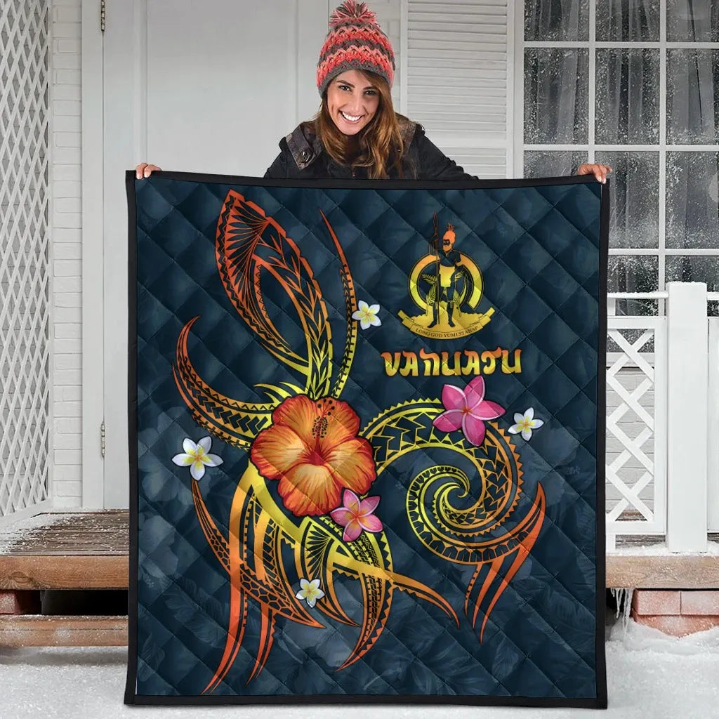 Vanuatu Polynesian Premium Quilt - Legend of Vanuatu (Blue)