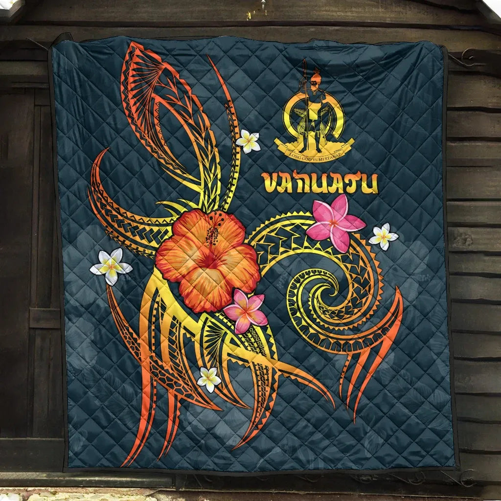 Vanuatu Polynesian Premium Quilt - Legend of Vanuatu (Blue)