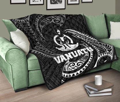 Vanuatu Polynesian Premium Quilt - White Tribal Wave