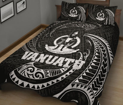 Vanuatu Polynesian Quilt Bed Set - White Tribal Wave