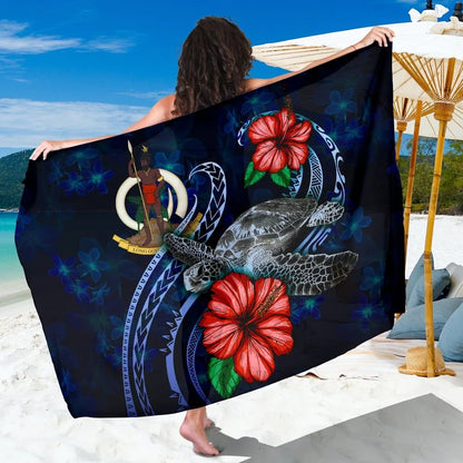 Vanuatu Polynesian Sarong - Blue Turtle Hibiscus